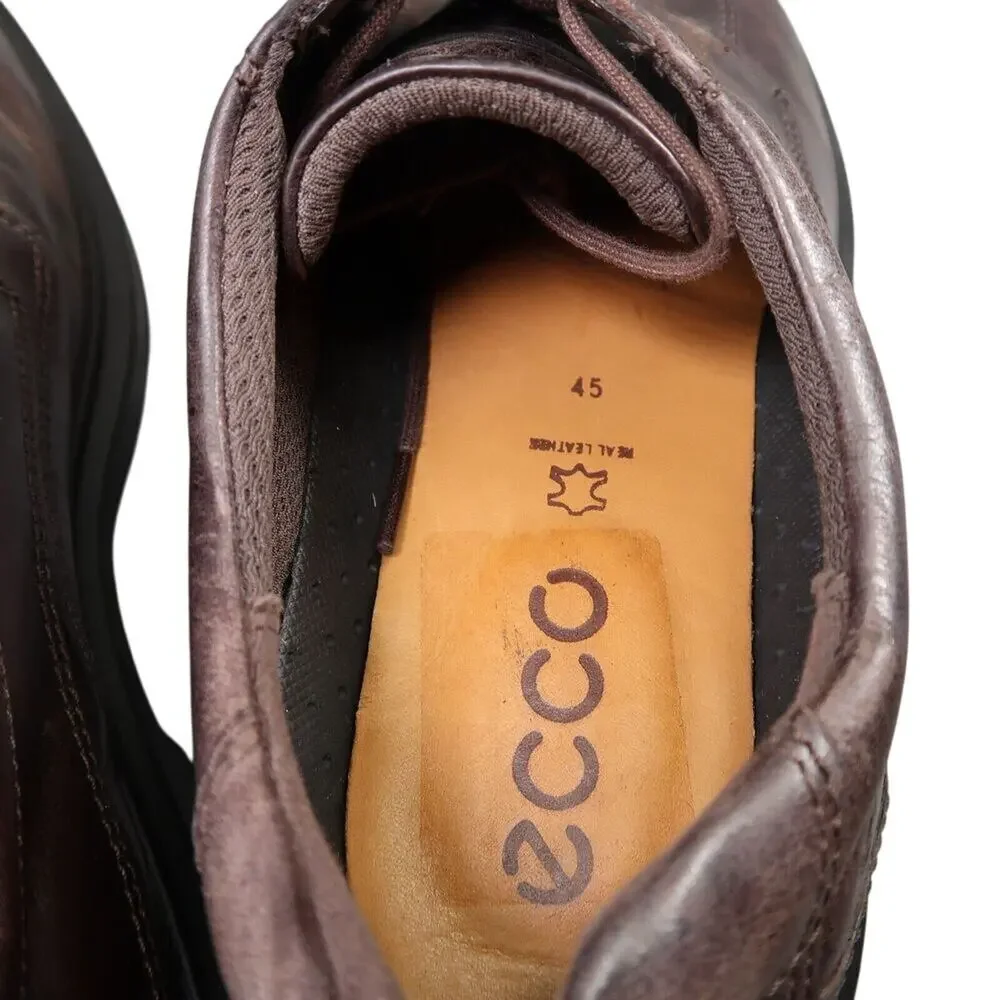 Ecco Shoes Mens 45 Oxford Derby Helsinki Leather Classic Comfort Business Brown